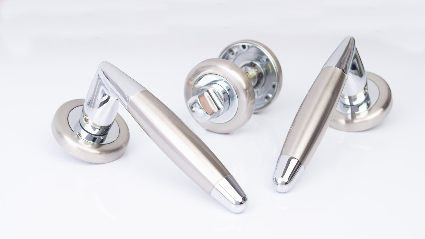 SONNATO NAVONA SATIN CHROME LEVER ON ROSE WC HANDLES