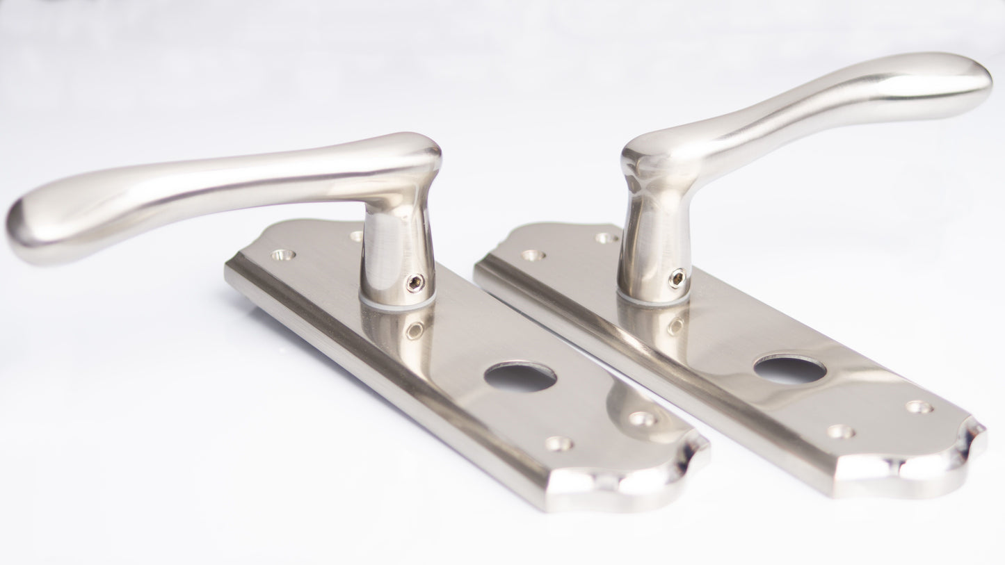 SONNATO BARI SATIN CHROME LEVER ON PLATE WC HANDLES