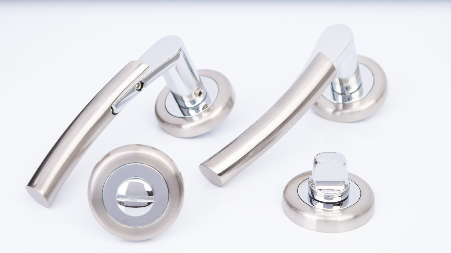SONNATO TEMPIO SATIN CHROME LEVER ON ROSE WC HANDLES